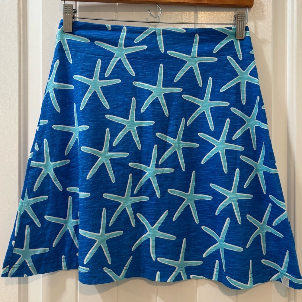 West Indies Costal Starfish Print Mini Skirt Size XS Nautical Tropical Beachy - Picture 2 of 6